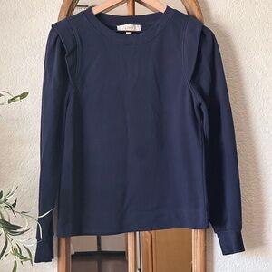 LOFT Navy Blue Puff Shoulder Long Sleeve Top – Size Small